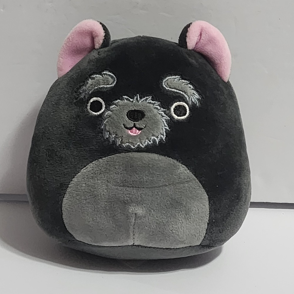 Squishmallows CHUY the Cairn Terrier Black & Gray Pink Ears Soft Plush 5"